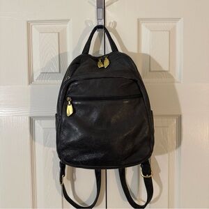 Libaire Vintage Black Pebbled Leather Backpack Made in USA